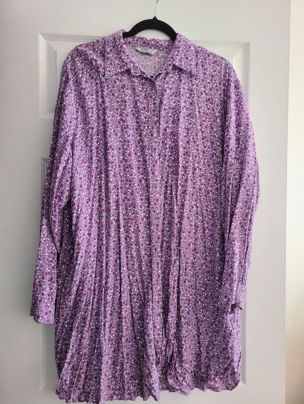 Light Purple Floral Button-Up Tunic